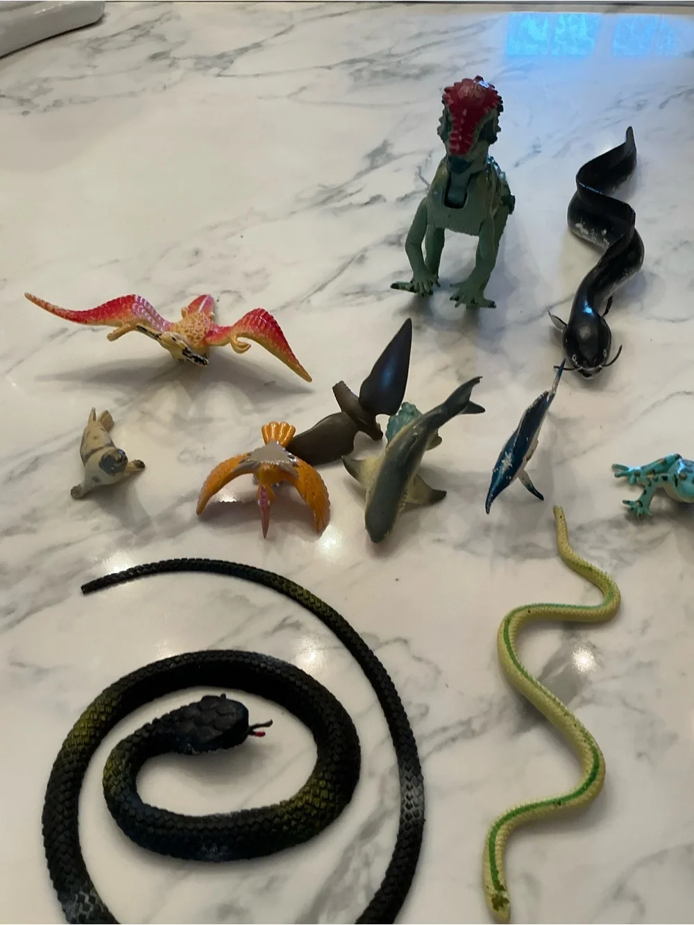 Assorted Reptile & Sea Creature Figures - Green, Black, Yellow
